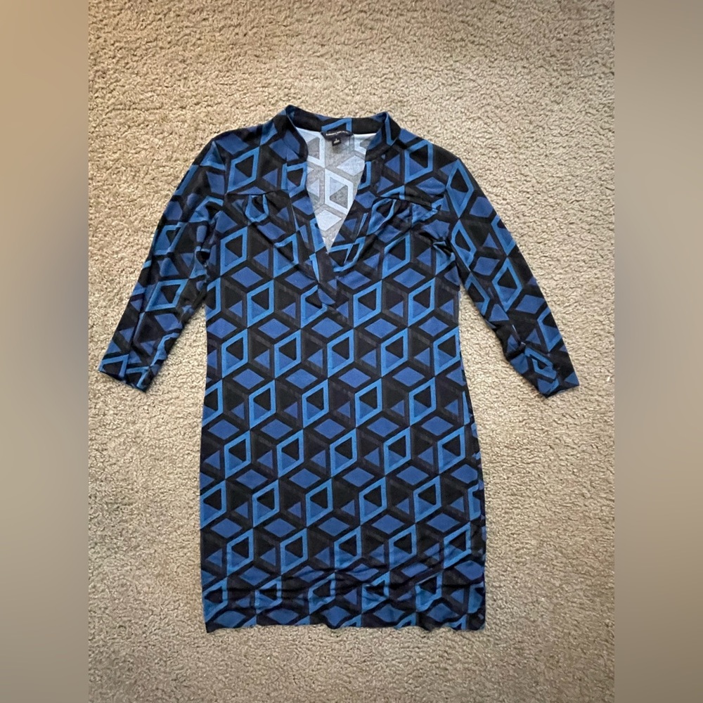 Blue and black office dress